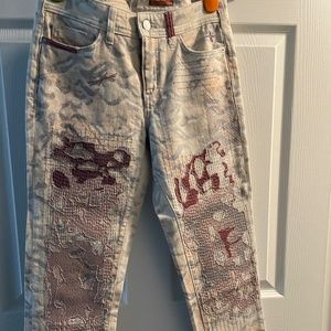 Pilcro tiger patchwork jeans, sz 27